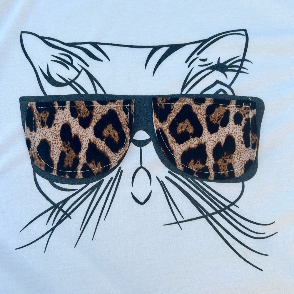 Leopard Print Kitty Cat Shirt Top Y2K Sz. Large Baluoke